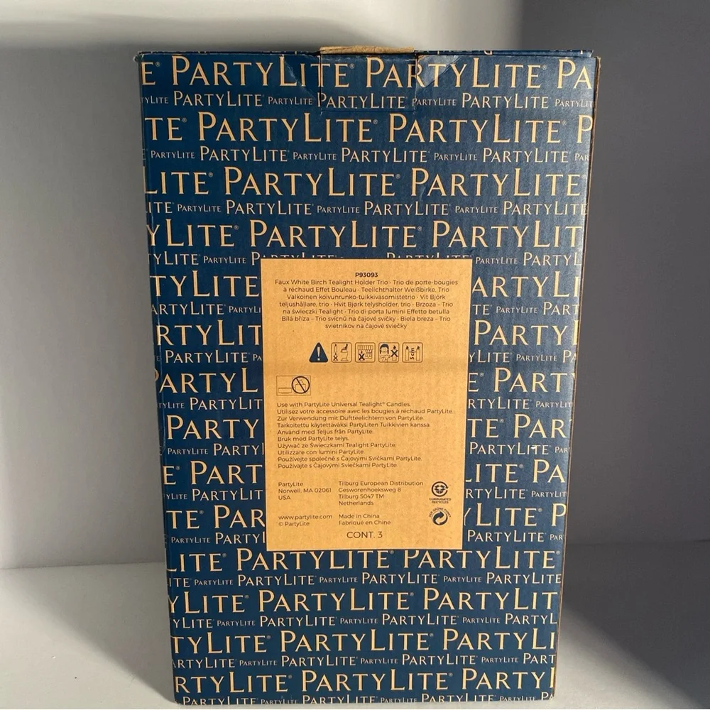 Partylite Candle Holder Faux White Birch Tealight Holder Trio P93093 - Picture 4 of 5